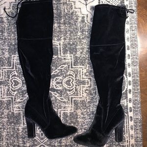 UNISA black velvet over the knee heeled boots